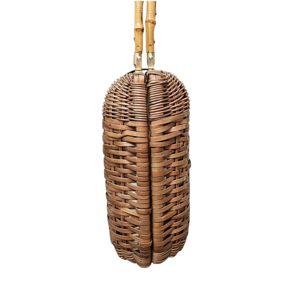 DORETTE Vintage Handbag Rattan Woven Wicker Natural Leather Bamboo Basket Bag - Picture 10 of 16